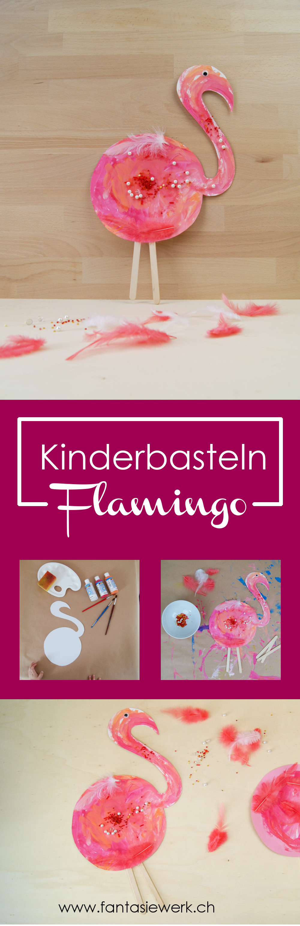 Flamingo Basteln Mit Kindern Fur Malen Und Kleben Als Dekoration Fur Den Kindergeburtstag Von