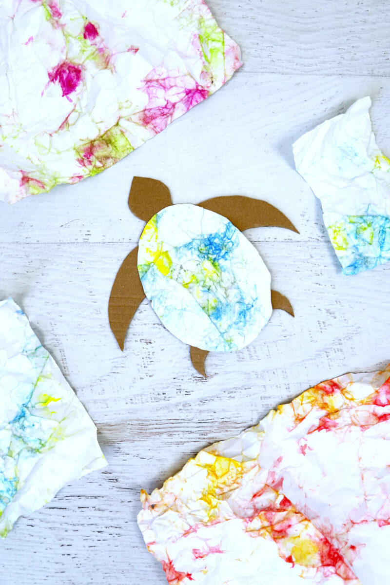 Meeres-Schildkröte basteln aus Papier | Experiment mit Farbe | Malen mit Kindern | Bildnerisches Gestalten | von Fantasiewerk.ch